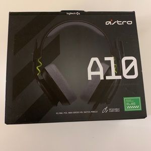 LOGITECH ASTRO A10 WIRED GAMING HEADSET FOR XBOX ONE PC Boom MICROPHONE GRAY/GRN
